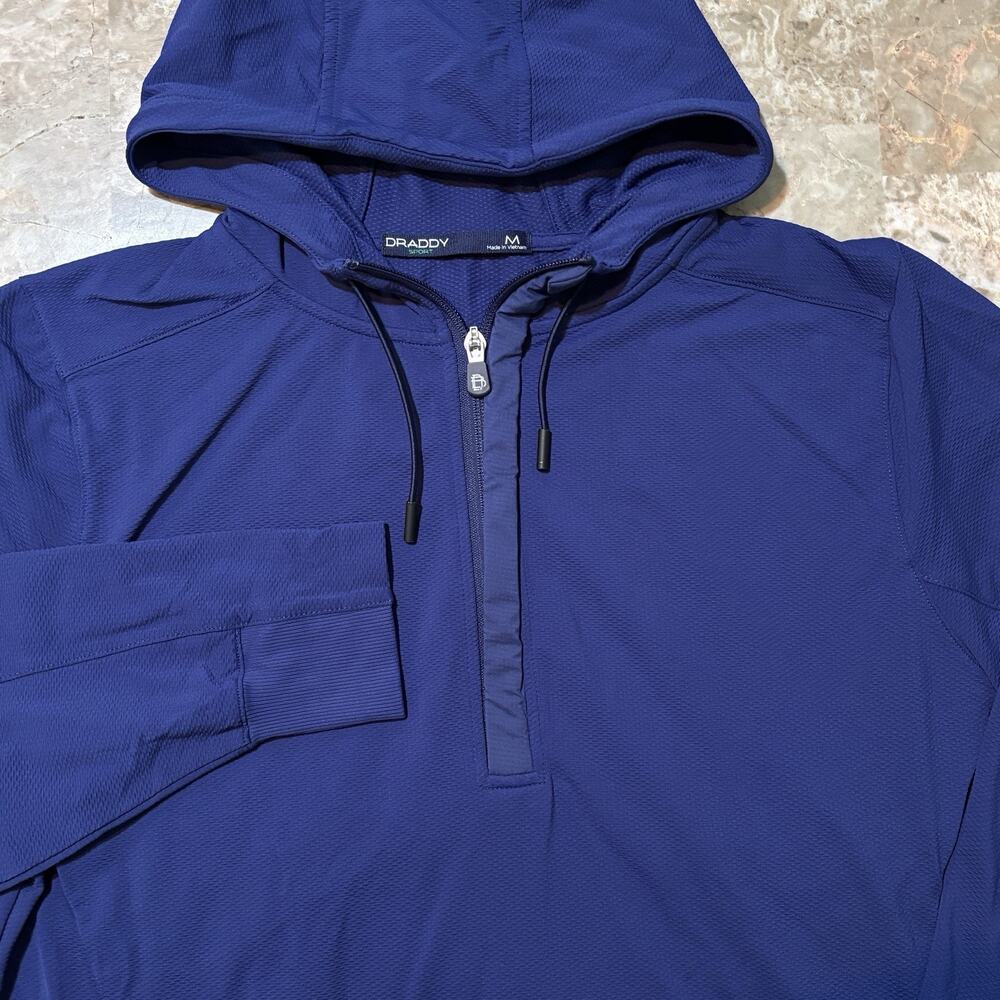 B. Draddy Cool Hoodie Mens Medium Blue Quarter Zip Sweatshirt Golf UPF